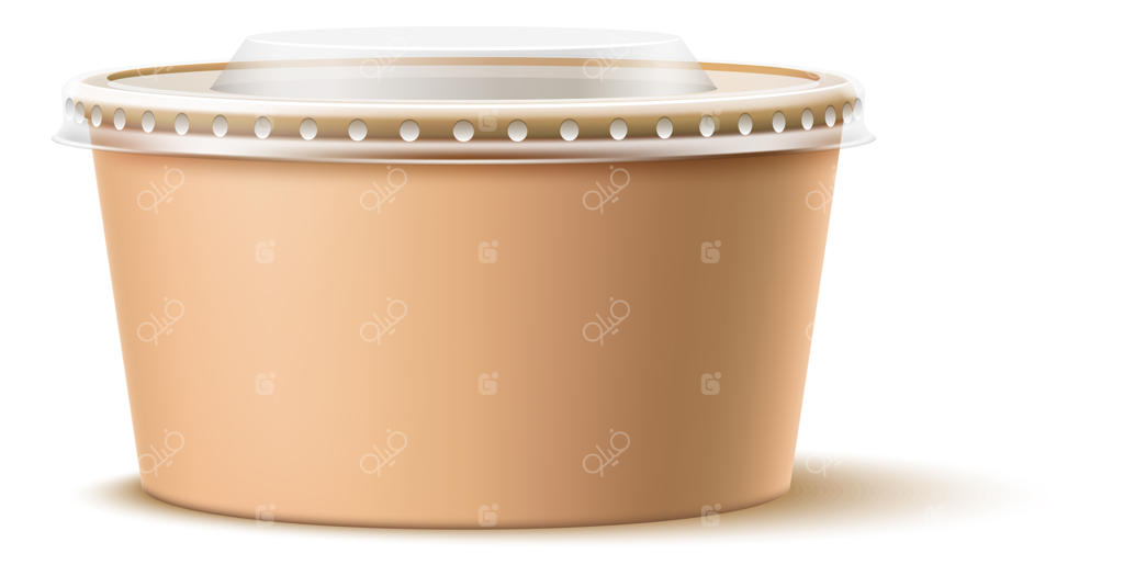 بسته‌بندی غذای خیابانی: ظرف مقوایی واقع‌گرایانه با درب برای ماست یا خامه، قابل بازیافت - مدل ظرف سس، جعبه استوانه‌ای برای تحویل و بسته بندی یکبار مصرف غذا