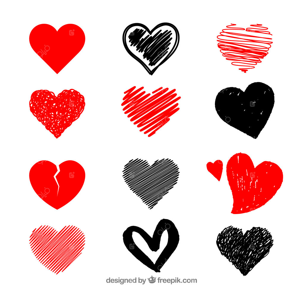 مجموعه قلب‌های طراحی شده با دست