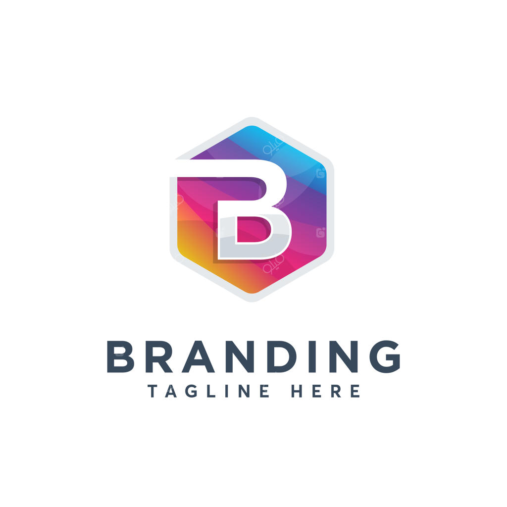 قالب طراحی لوگوی مدرن و رنگارنگ حرف B