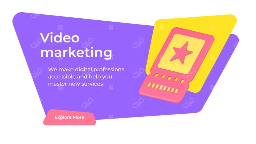 بازاریابی ویدیویی: تبلیغ دیجیتال اینترنت، بهینه‌سازی شبکه‌های اجتماعی و بنرهای گرافیکی وکتور