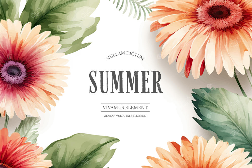 تصویر برداری گل‌ها با نوشته "تابستان"