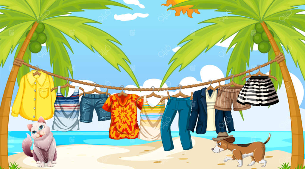 مجموعه‌ای از حیوانات اهلی مختلف در ساحل