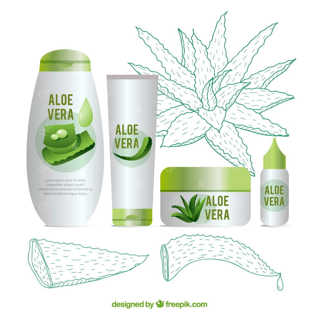 مجموعه محصولات آلوئه‌ورا با طراحی‌های دستی