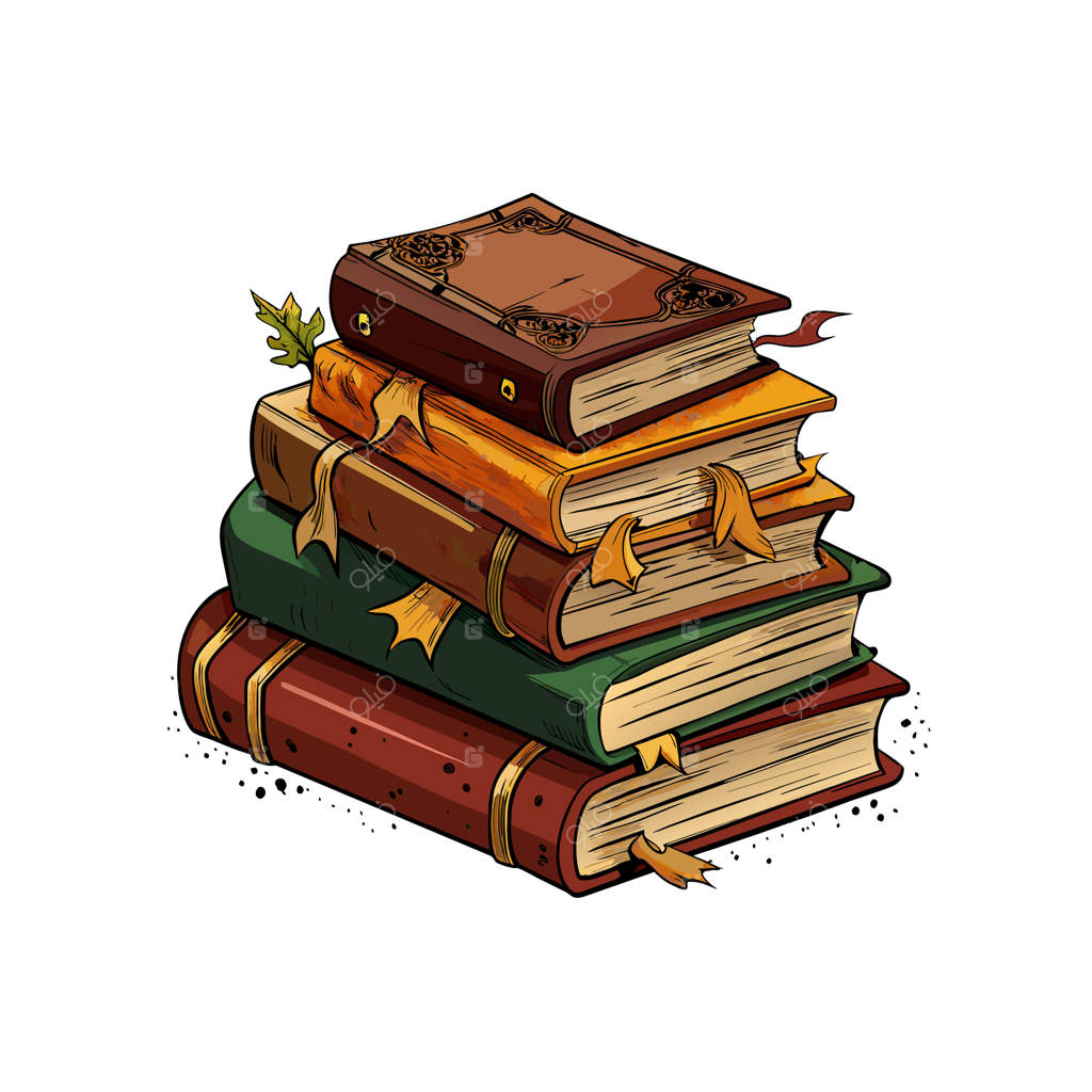 یک دسته کتاب قدیمی با یک ستاره طلایی بر روی آن