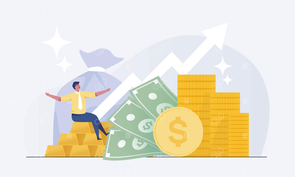 افراد کسب‌وکار حوزه سرمایه‌گذاری در حال افزایش سرمایه و سود. تصویر برداری