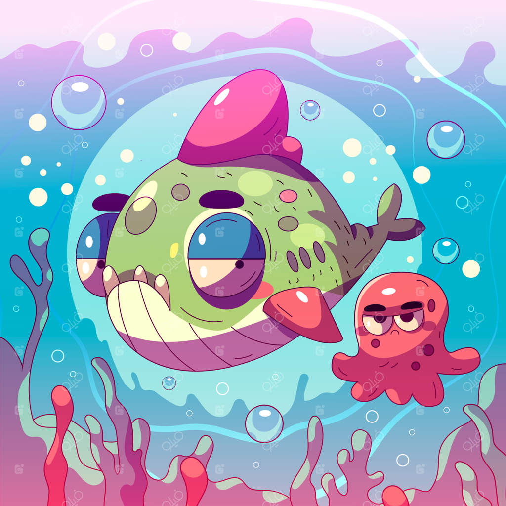 تصویرسازی حیوانات دریایی با دست کشیده شده