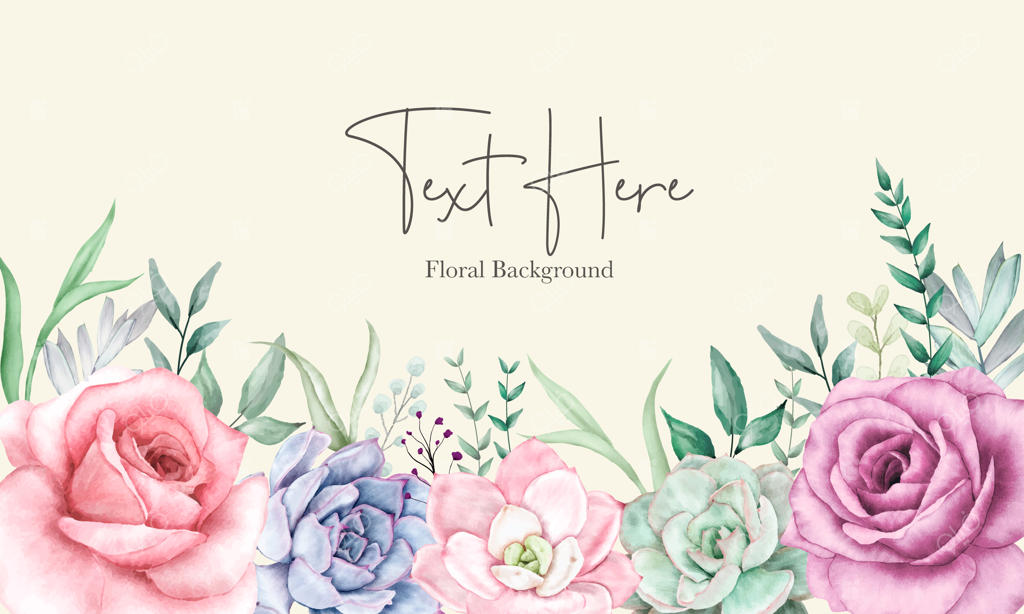 طراحی پس‌زمینه زیبا با نقش گل‌های آبرنگی