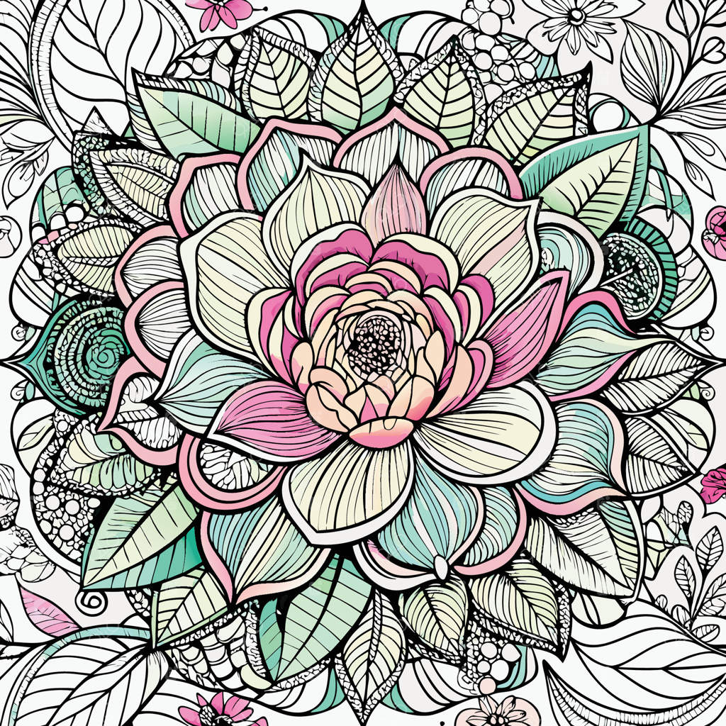 طرح خطی پیچیده از گل‌های انتزاعی برای پس‌زمینه‌ها