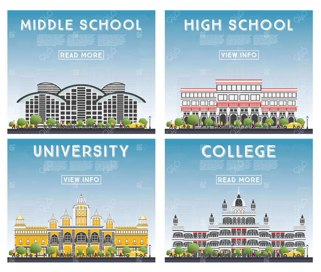 مجموعه بنرهای مطالعه برای دانشگاه، دبیرستان و کالج.