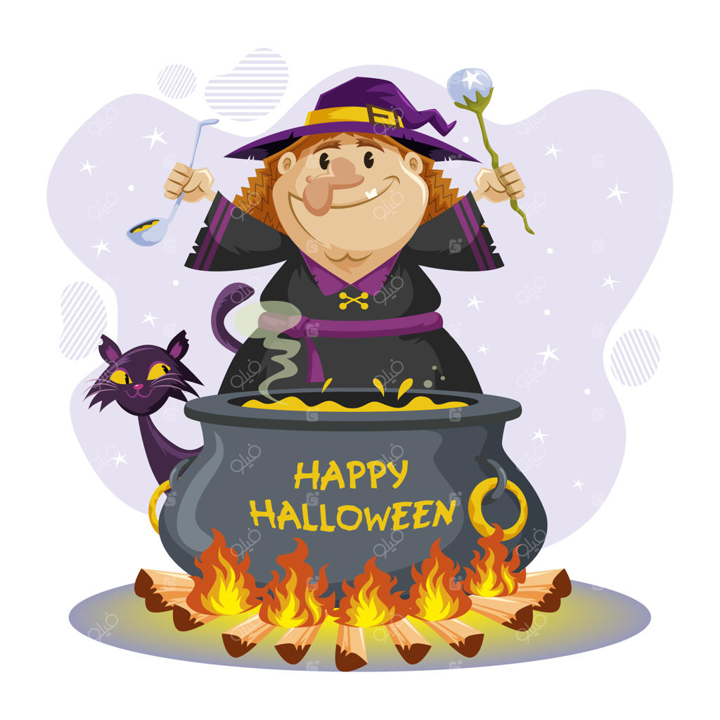 جادوی جادوگر هالووین در حال آماده‌سازی معجون جادویی