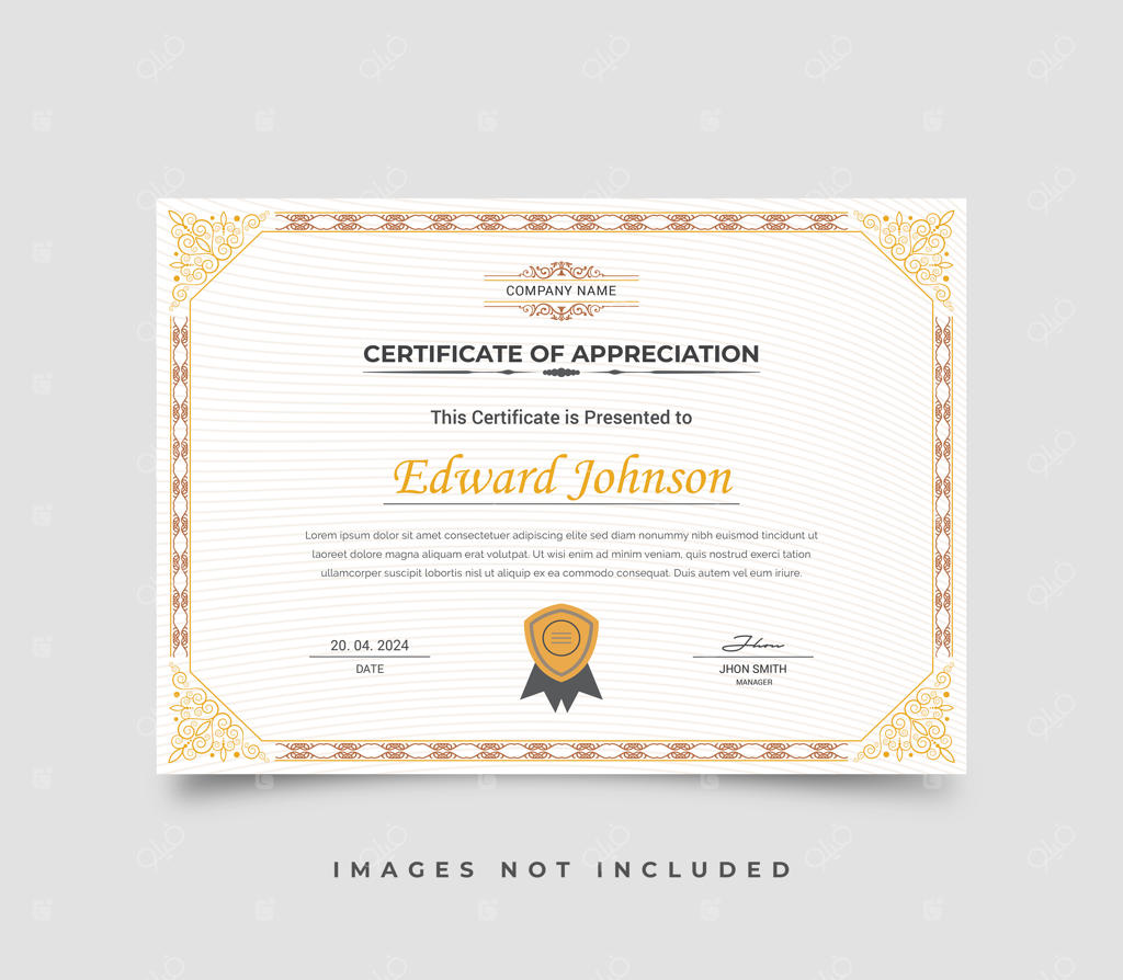 قالب طراحی گواهینامه