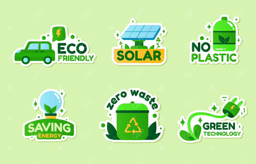 مجموعه استیکر فناوری سبز و زیست‌محیطی