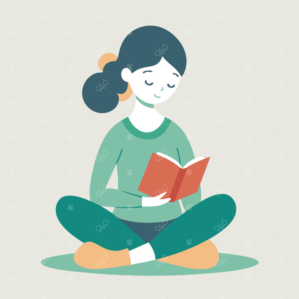 تصویر دختری که در آرامش کتاب می‌خواند و از علم و دانش لذت می‌برد