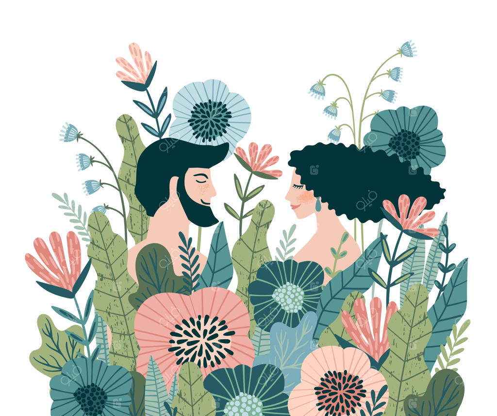 تصویرسازی وکتور عاشقانه و ایزوله زن و مرد، طرح مفهومی داستان عشق و رابطه مناسب برای روز ولنتاین و سایر مناسبت‌ها