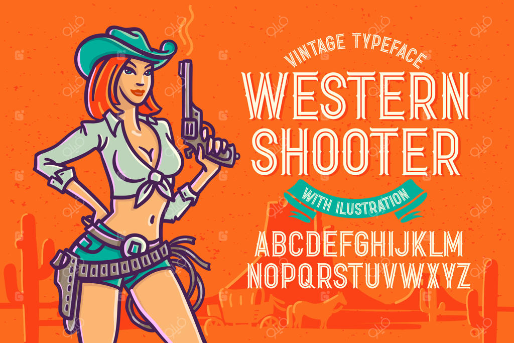 فونت به سبک غربی با تصویرسازی زنانه