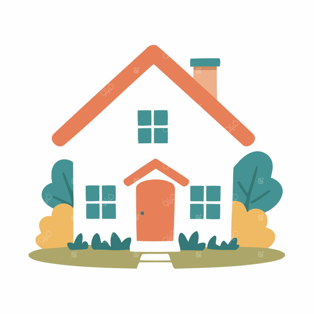 تصویرسازی وکتور یک خانه بامزه برای کتاب داستان خردسالان
