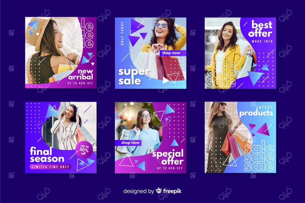 مجموعه پست اینستاگرام فروش با عکس抽象