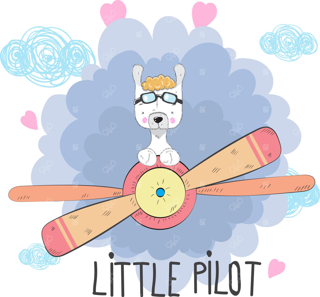 کارتون خلبان بامزه لاما - نقاشی دستی