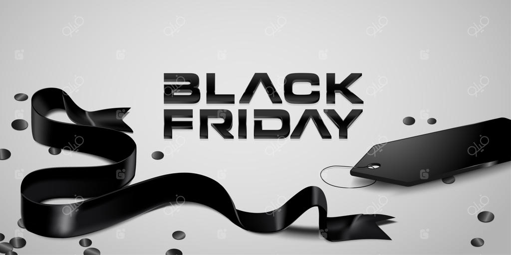 پس‌زمینه بلک فرایدی با روبان و تگ قیمت