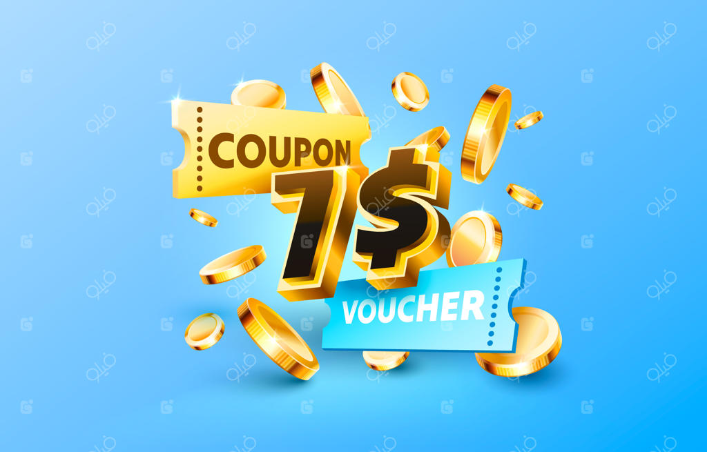 بنر تخفیف ویژه: کوپن هدیه ۷ دلاری و برگشت نقدی - طرح وکتور