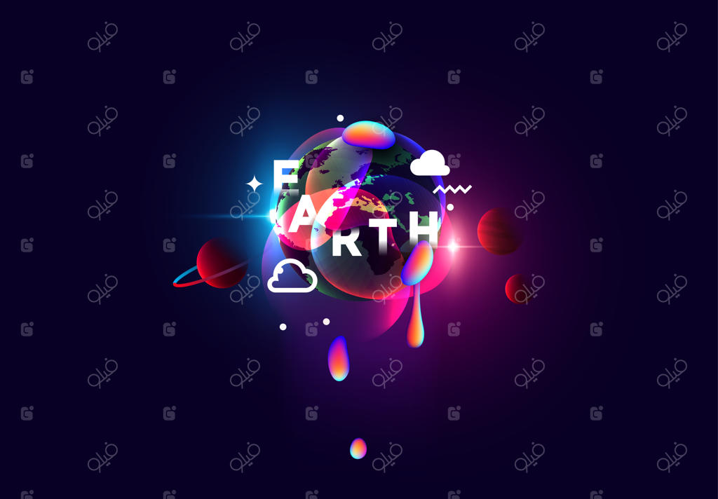 سیاره زمین سه‌بعدی واقعی، پس‌زمینه گرادیان انتزاعی. تصویر وکتور