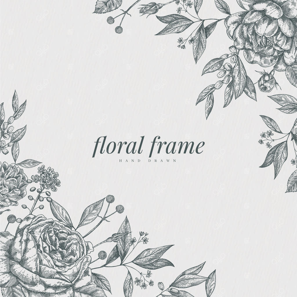 پس‌زمینه گیاهان گلدار قدیمی دست‌کشیده