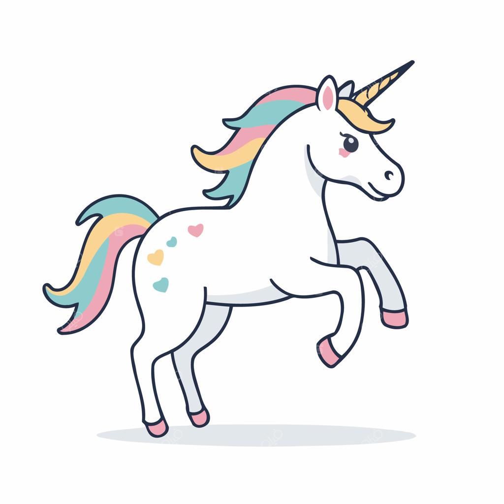 تصویرسازی وکتور تک‌شاخ بامزه برای کتاب کودک