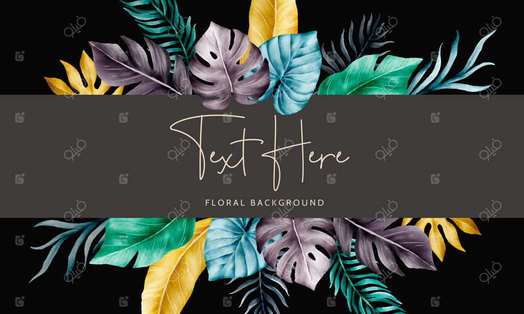 پس‌زمینه آبرنگی برگ‌های رنگارنگ استوایی زیبا