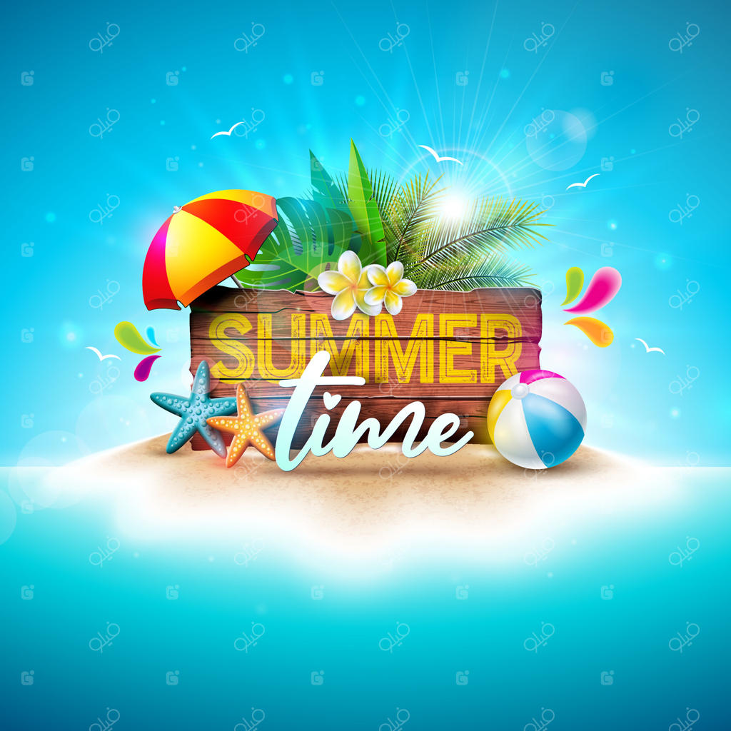 گرافیک شاد تابستانی برای حس و حال تعطیلات - نسخه پیشرفته وکتور