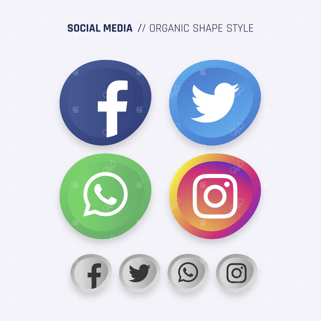 آیکون‌های شبکه‌های اجتماعی با طراحی ارگانیک