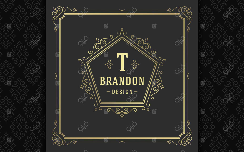 لوگوی کلاسیک تک‌حرفی با تزئینات زیبا و طرح‌های ویکتوریایی