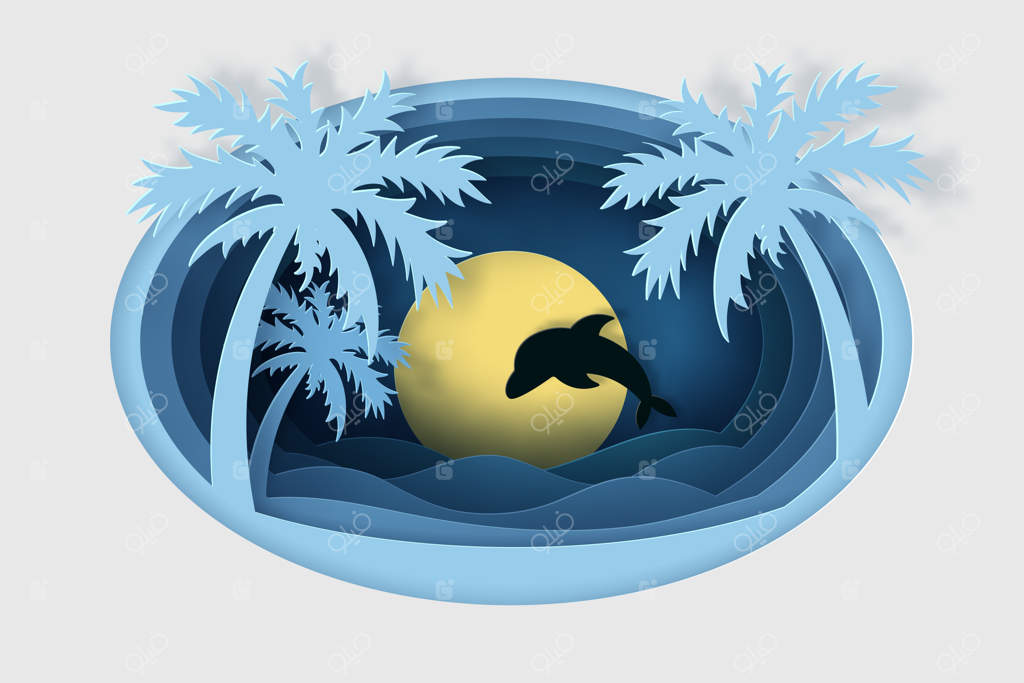 وکتور اقیانوس‌ها با دلفین، بنر سفر تابستانی