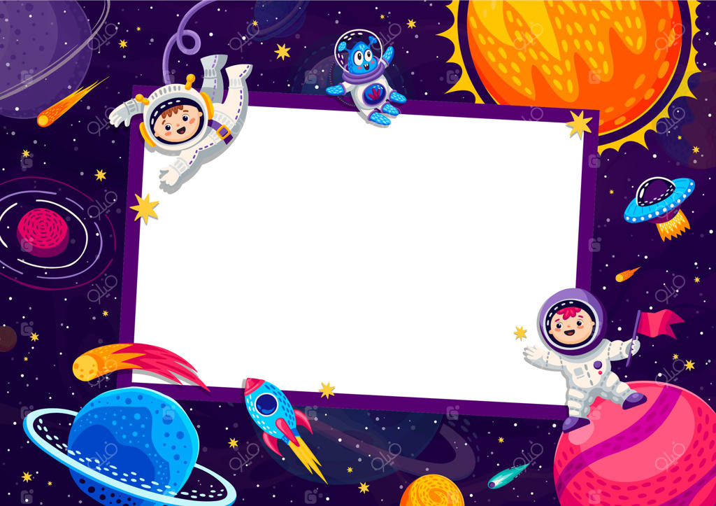 قاب عکس تولد با فضانوردان و موشک