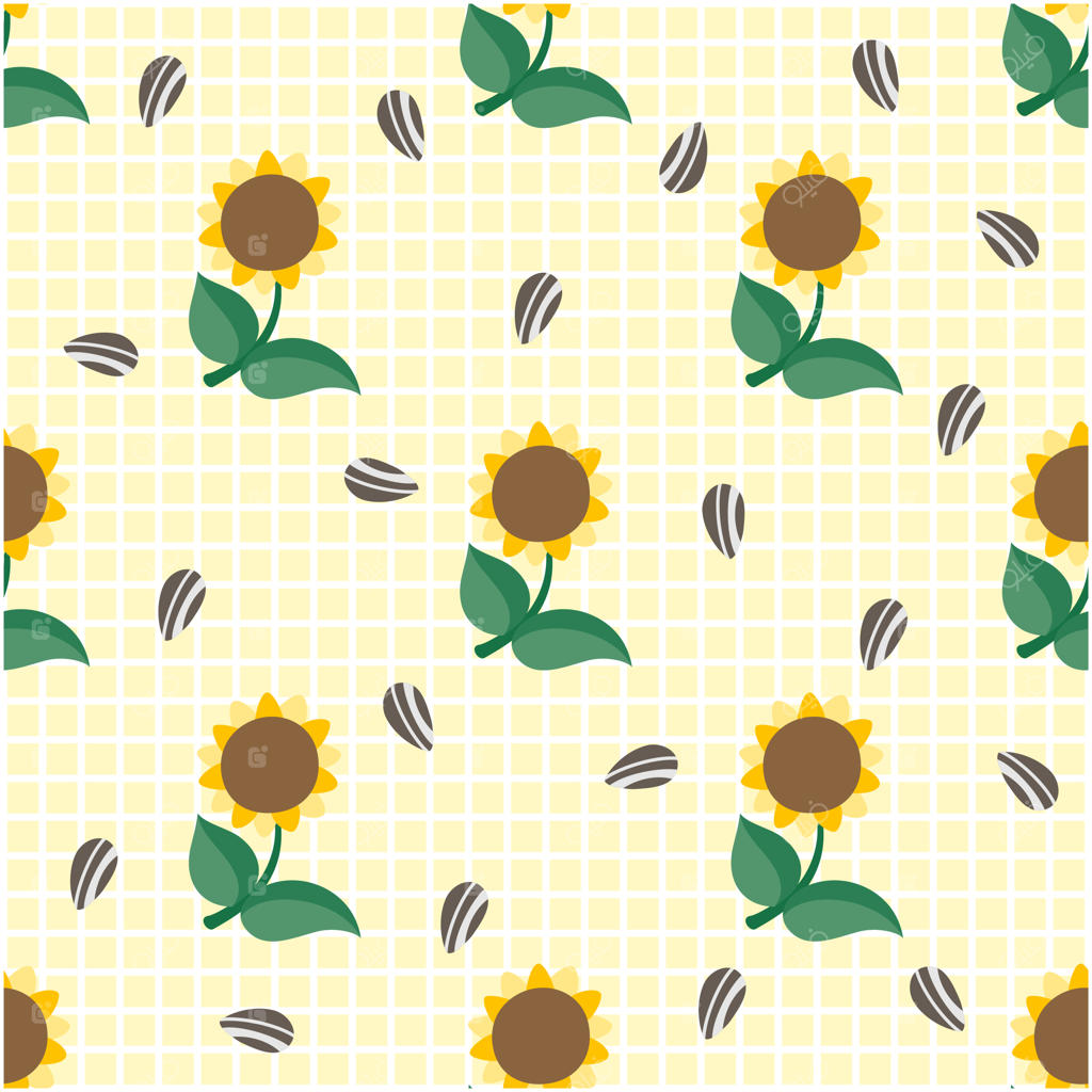الگوی یکپارچه گل آفتابگردان و دانه‌های پاییزی