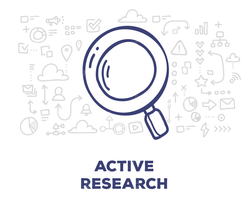 ذره‌بین بزرگ با آیکون و متن‌های خطی