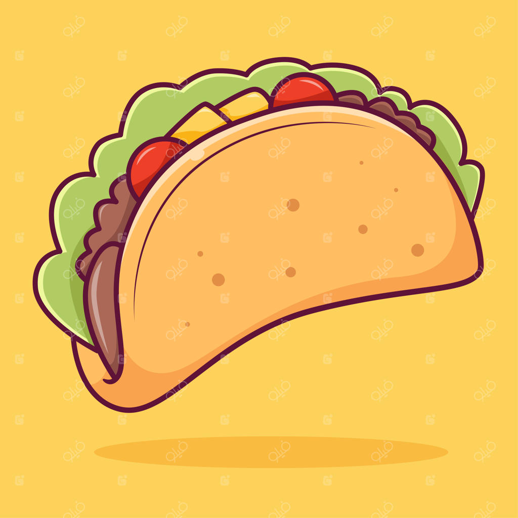 تاکو ساندویچ با سبزیجات و پنیر - تصویرسازی مسطح وکتور