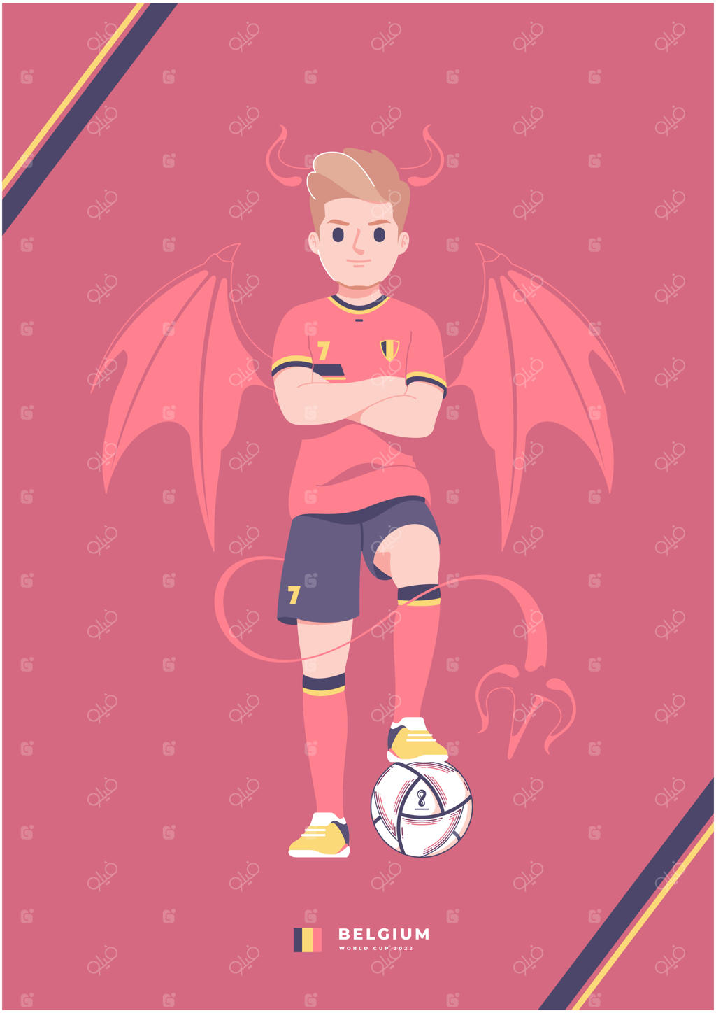 طراحی پوستر بازیکن افسانه‌ای فوتبال بلژیک در سری مسابقات جام جهانی