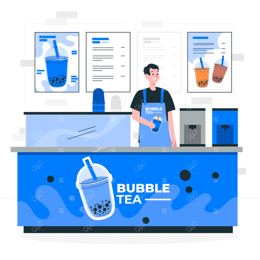 تصویرسازی ایده یک کافه چای حبابی