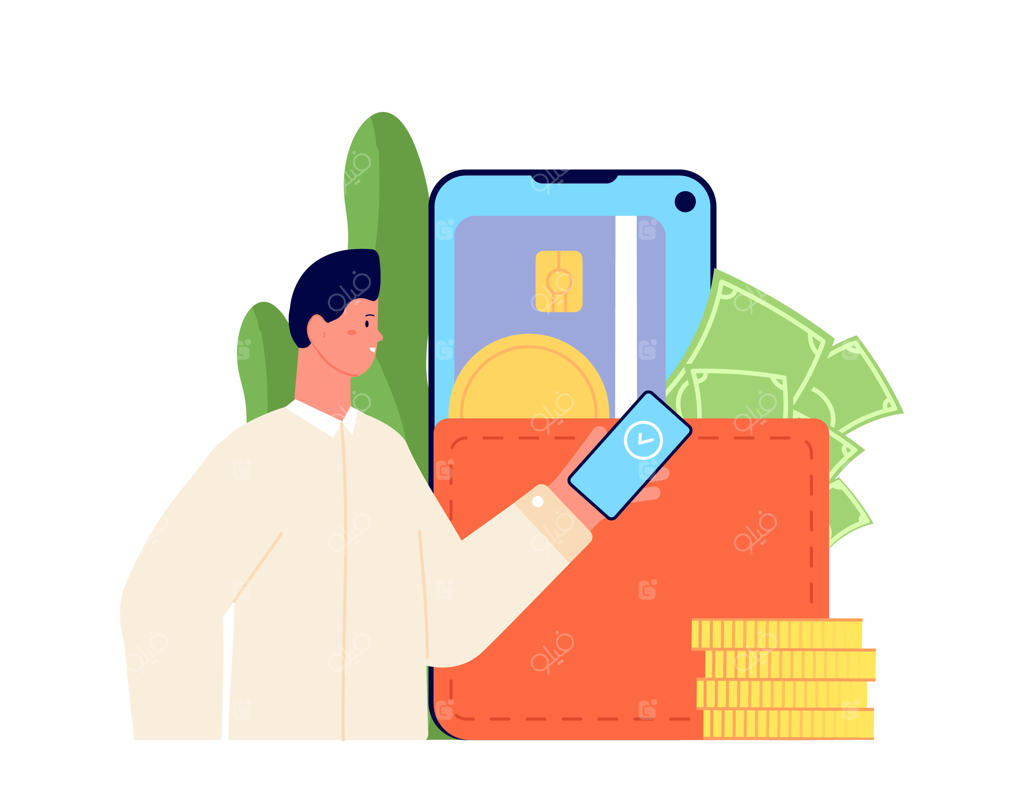 مفهوم کیف پول دیجیتال: اپلیکیشن موبایلی برای پرداخت با کارت اعتباری و معاملات بدون نقدینگی