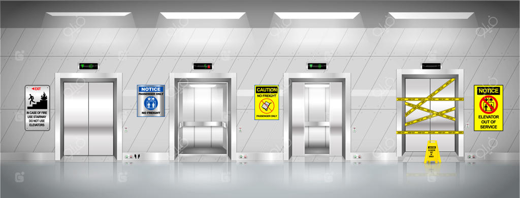 مجموعه‌ای از آسانسورهای صنعتی واقعی