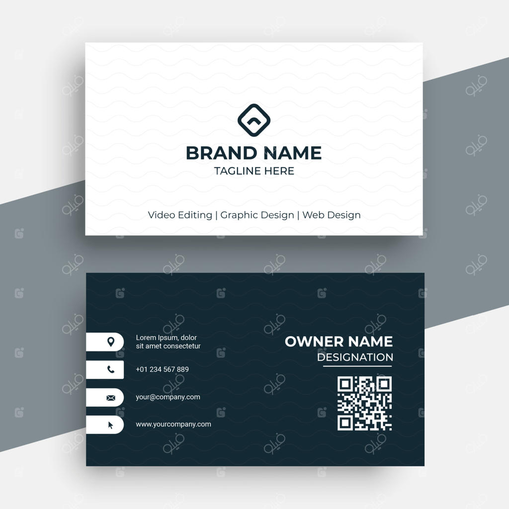 طراحی حرفه‌ای کارت ویزیت سیاه و سفید خلاقانه