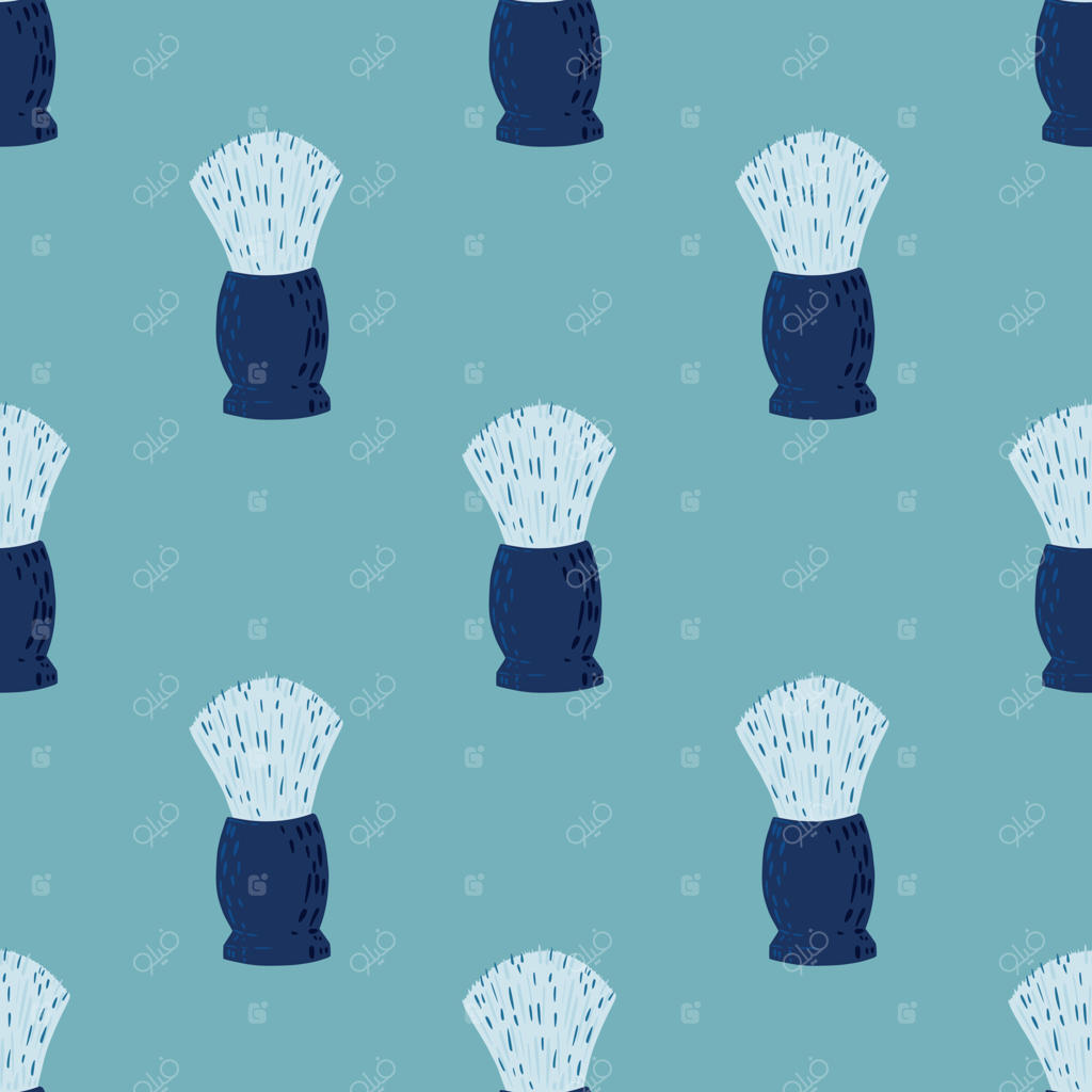 پترن یکپارچه برس اصلاح. آرایشگاه به سبک طراحی دستی.