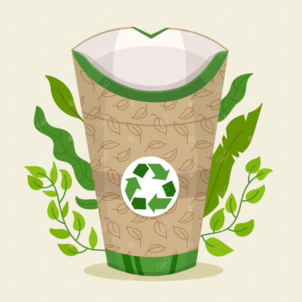 تصویرسازی لیوان سازگار با محیط زیست به سبک فلت