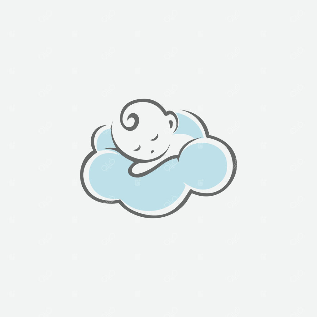 لوگوی نوزادی که روی ابری خوابیده است