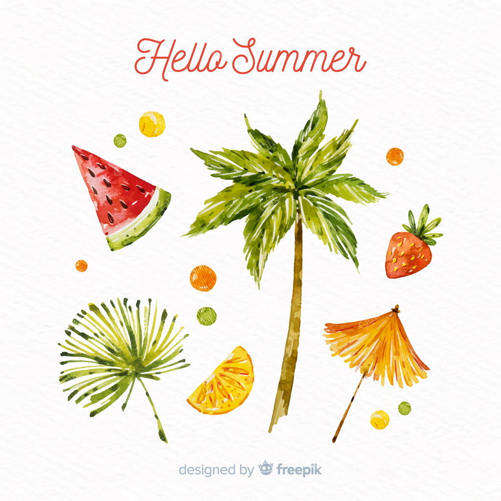 مجموعه عناصر تابستانی آبرنگی