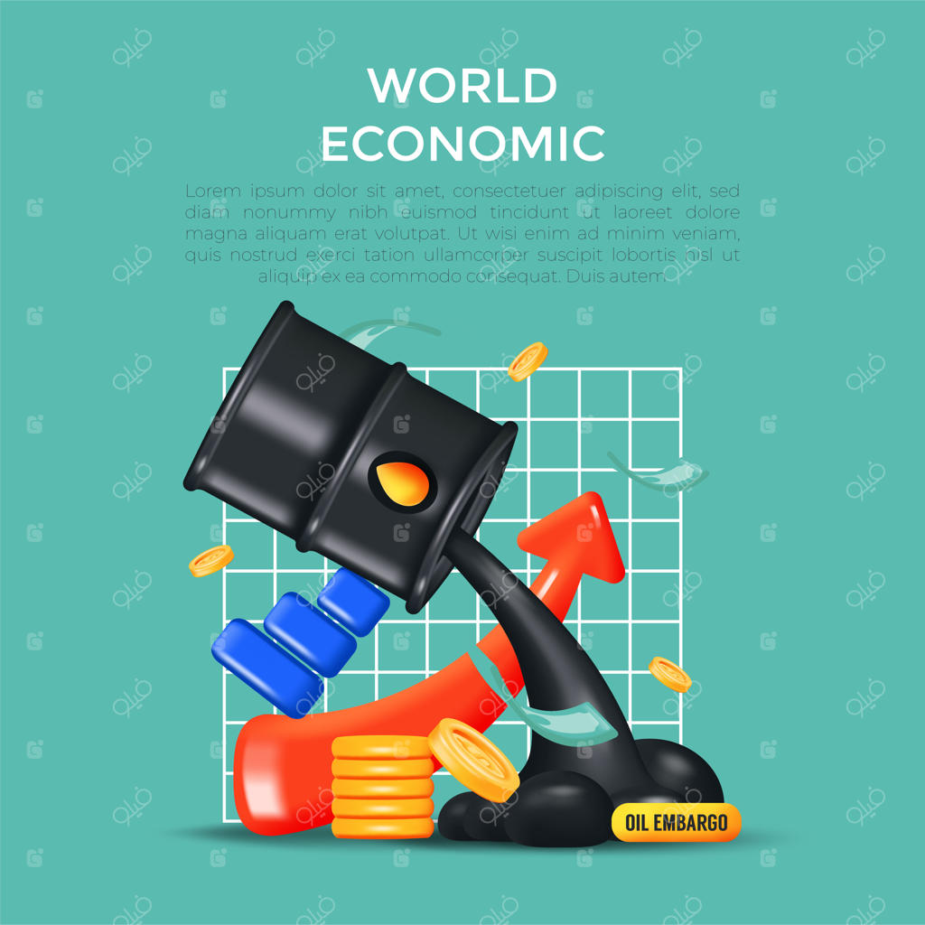 اقتصاد جهان، قیمت نفت و شاخص‌های بورس: نشانه‌هایی از تعرفه‌ها و تجارت نفت، سرمایه‌گذاری خلاقانه در بازار سهام - طراحی واقع‌گرایانه وکتور سه‌بعدی