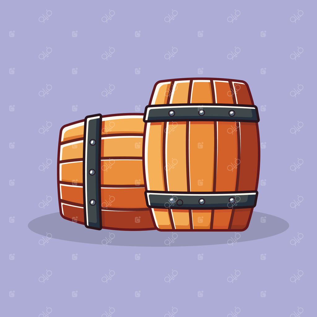 تصویرسازی آیکون کارتونی بشکه بلوط کشتی؛ طرح مفهومی ایزوله و باکیفیت با سبک فلت