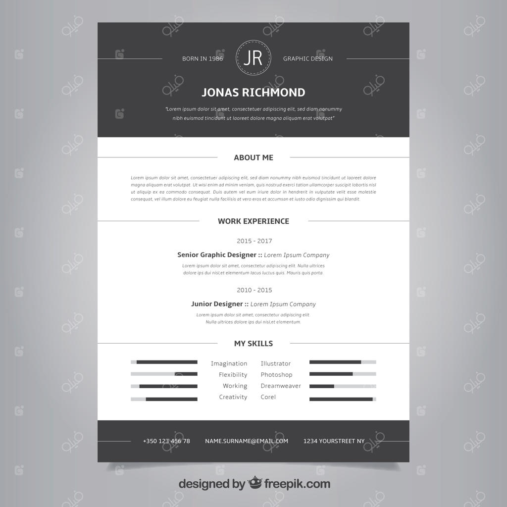 پترن رزومه سیاه و سفید