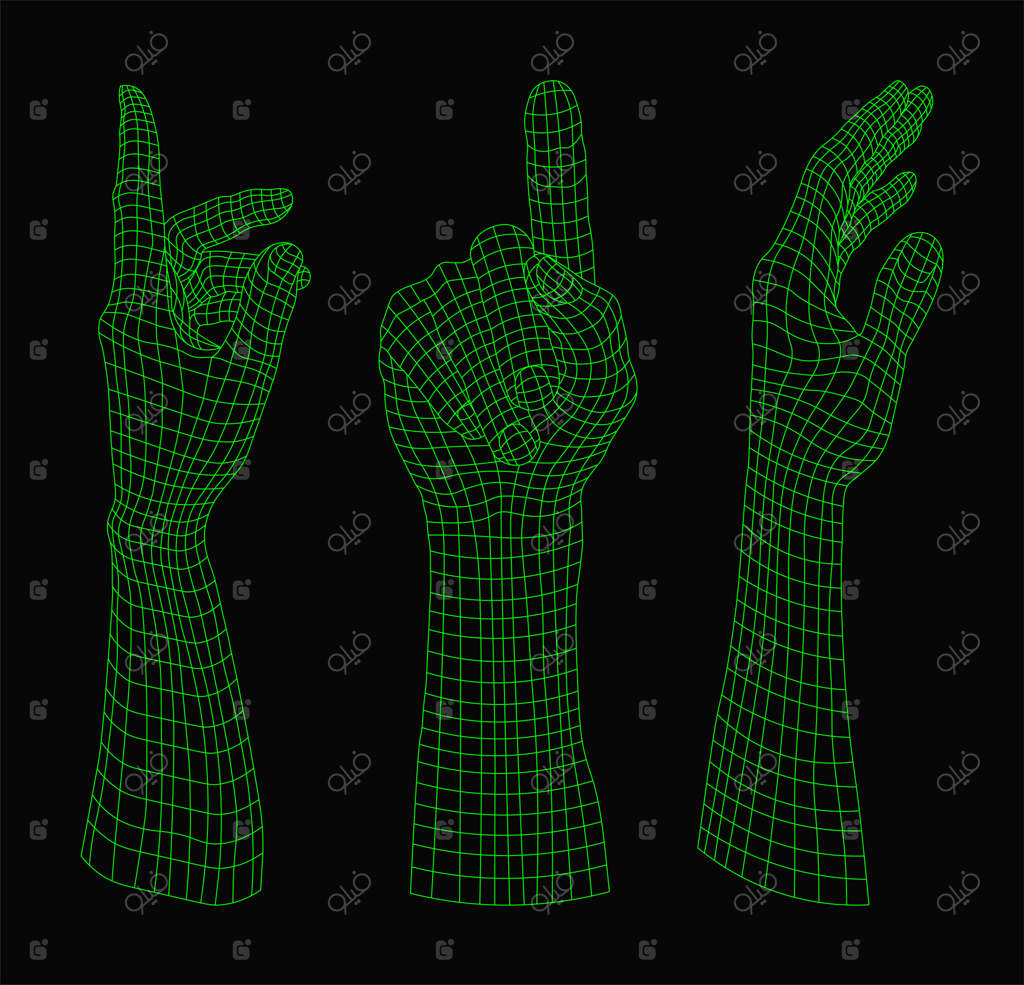 بازوی ربات یا سایبورگ: مفهوم فناوری با طراحی مشبک و خطی