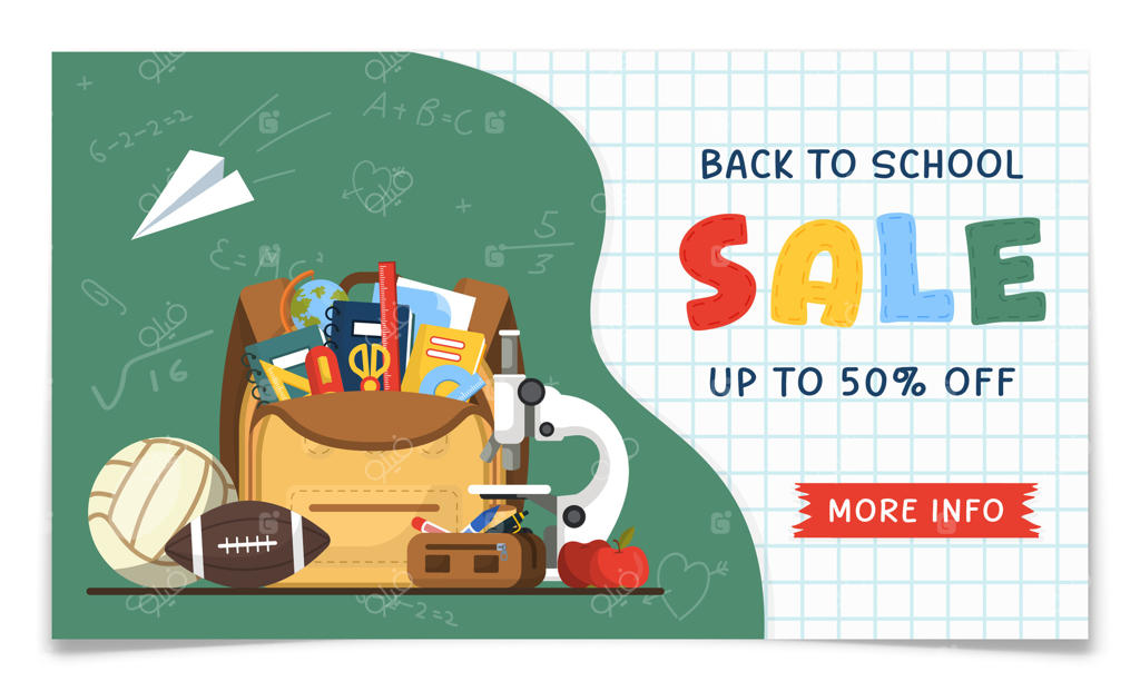 بنر تخفیف برای بازگشت به مدرسه